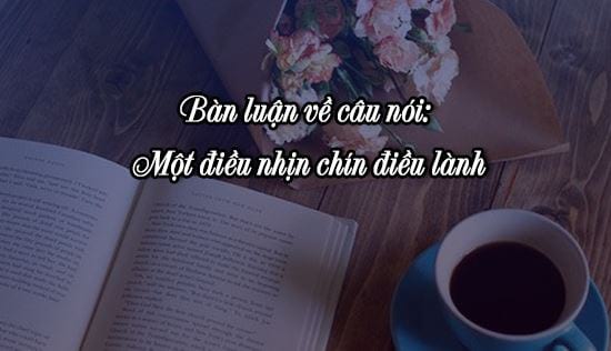 ban luan ve cau noi mot dieu nhin chin dieu lanh