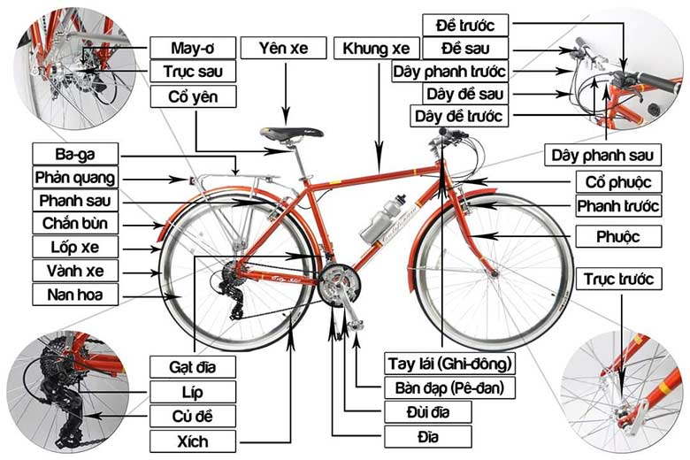Em hãy kể tên và nêu chức năng một số bộ phận của xe đạp?. Theo em, cần làm gì để tham gia giao thông bằng xe đạp an toàn?