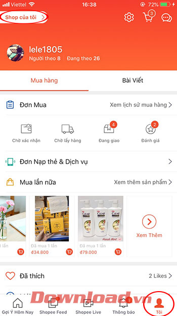 Thiết lập Shopee