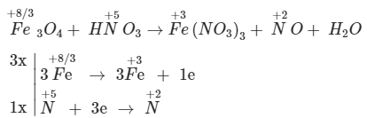 Cân bằng phương trình phản ứng Fe3O4 + HNO3 → Fe(NO3)3 + NO + H2O