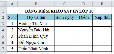 Bảng dữ liệu