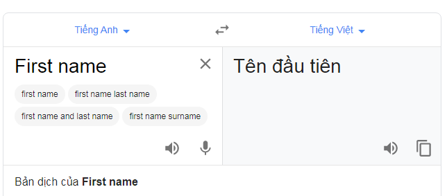 First name là gì?