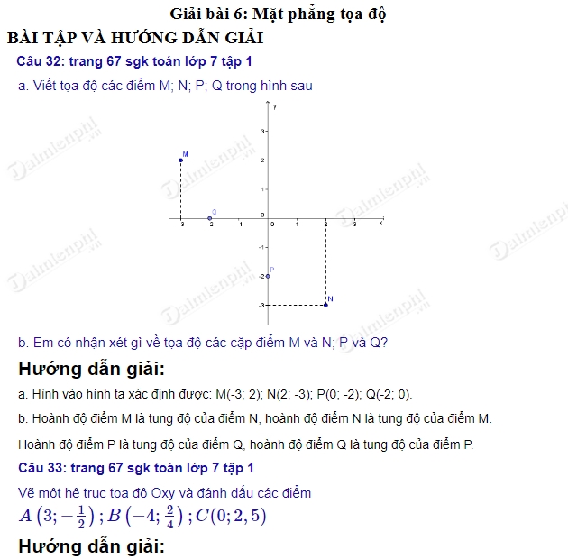 giai toan lop 7 mat phang toa do