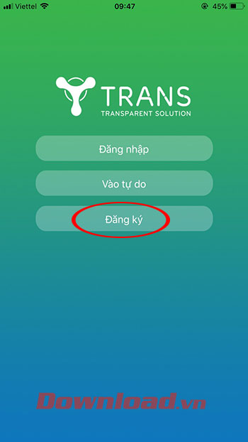 Giao diện ban đầu khi truy cập TranS trên mobile