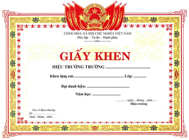 Download Mẫu giấy khen học sinh