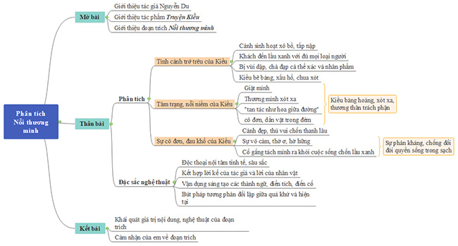Sơ đồ tư duy phân tích đoạn trích Nỗi thương mình