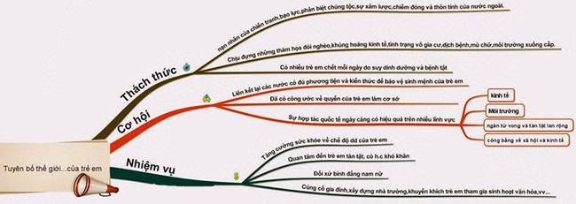 Sơ đồ tư duy của Tuyên bố thế giới về sự sống còn, quyền được bảo vệ và phát triển của trẻ em