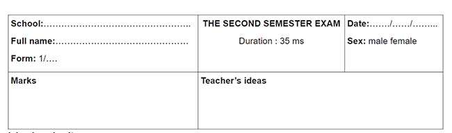 THE SECOND SEMESTER EXAM