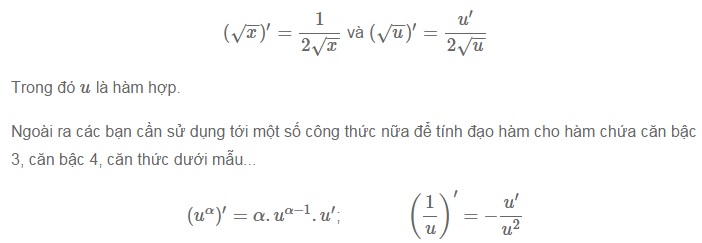 Tính đạo hàm của hàm căn thức ra sao?-1