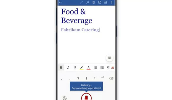 Nhập văn bản bằng giọng nói trên Microsoft Office Mobile mới