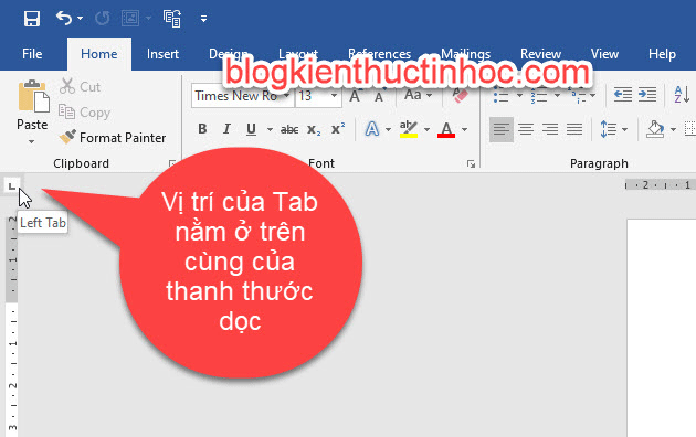 Vị trí công cụ Tab