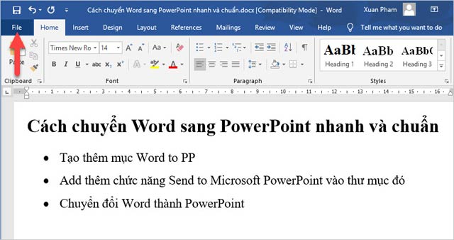 word-file Nhấn vào File