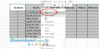 Sao chép bảng tính đã tạo trên Excel