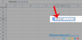 Nhập cú pháp của hàm MEDIAN