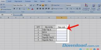 Bôi đen cột Năm sinh