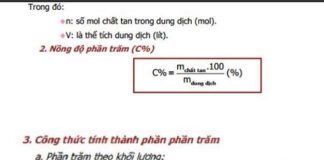 CÔNG THỨC TÍNH NỒNG ĐỘ DUNG DỊCH