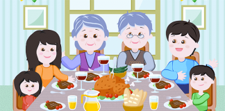 Trẻ vui vẻ ăn uống