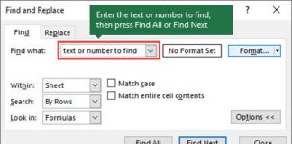 Tìm & thay thế dữ liệu trong Excel trên Windows