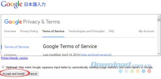 Đồng ý cài đặt Google Japanese Input