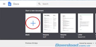 Mở 1 trang soạn thảo mới trên Google Docs