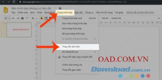 Nhấn vào mục Trang trình bày và Thay đổi hình nền