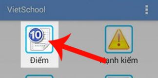Nhấn vào mục Điểm
