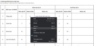 Giao diện của Phiếu đánh giá