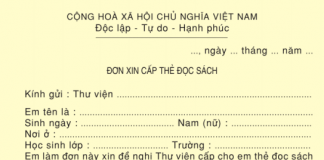 Viết đơn xin cấp thẻ đọc sách thư viện lớp 3