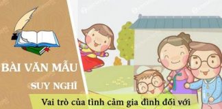 suy nghi ve vai tro cua tinh cam gia dinh doi voi doi song moi con nguoi