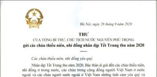 Thư chúc Tết trung thu năm 2020
