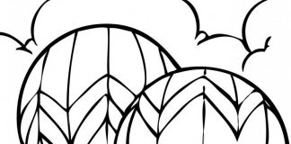 các bức tranh tô màu khinh khí cầu cho bé