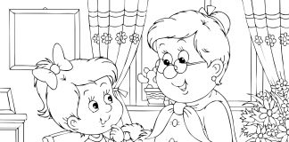 các bức tranh tô màu ông bà cho bé