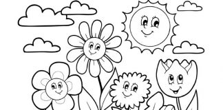 Tranh tô màu vườn hoa